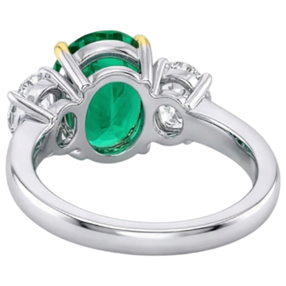 Émeraude Bague Pierre de Couleur 4-carats Or 14K Bicolore – vue arrière