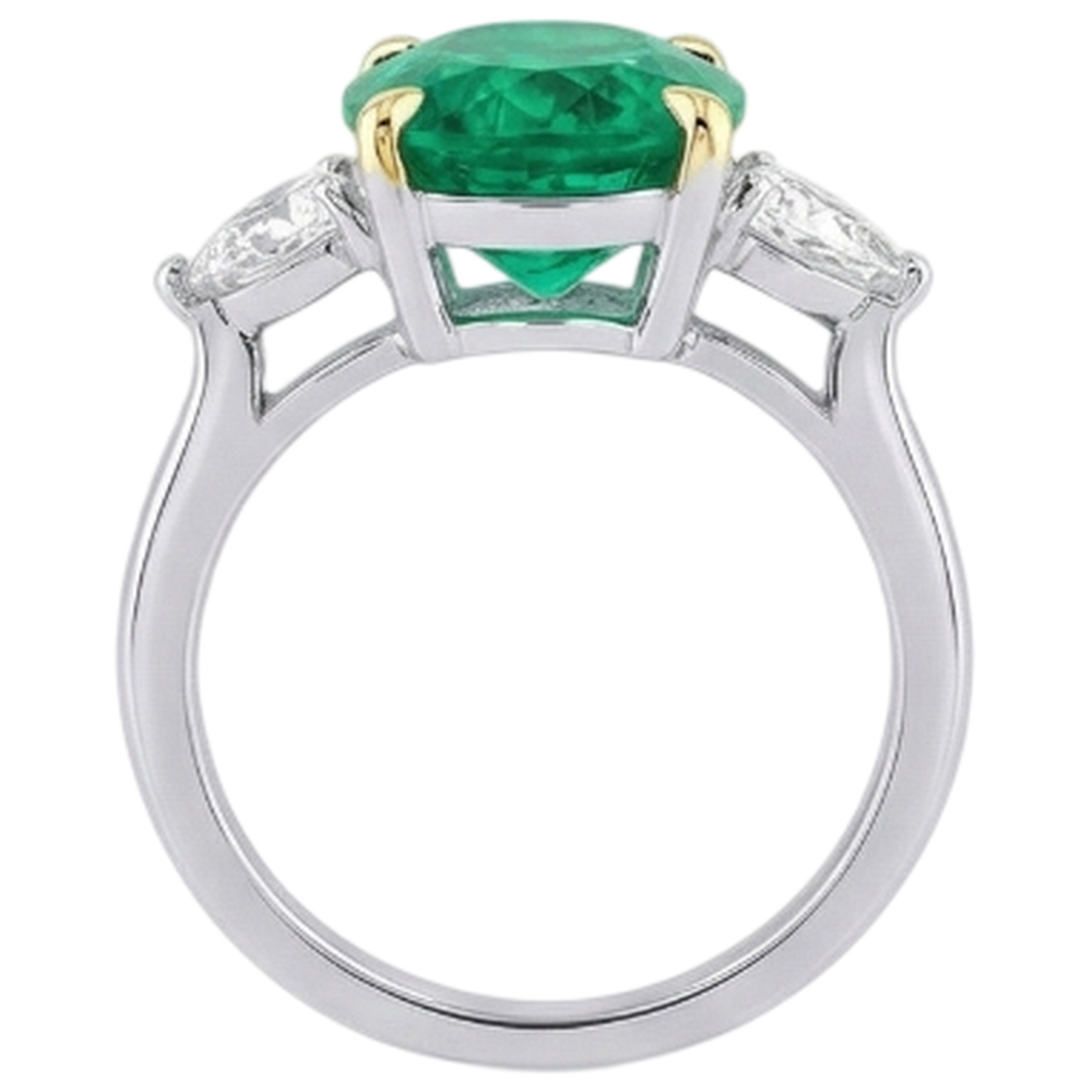 Émeraude Colombienne Bague avec Gemme 4-carats Or 14K Bicolore – vue de dessus