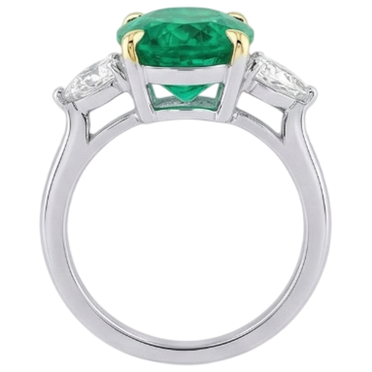 Émeraude Colombienne Bague avec Gemme 4-carats Or 14K Bicolore – vue de dessus