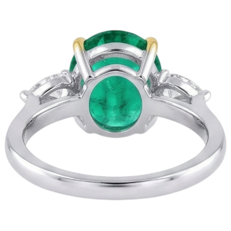 Bague avec Gemme Or 14K Bicolore avec Émeraude Colombienne – vue arrière