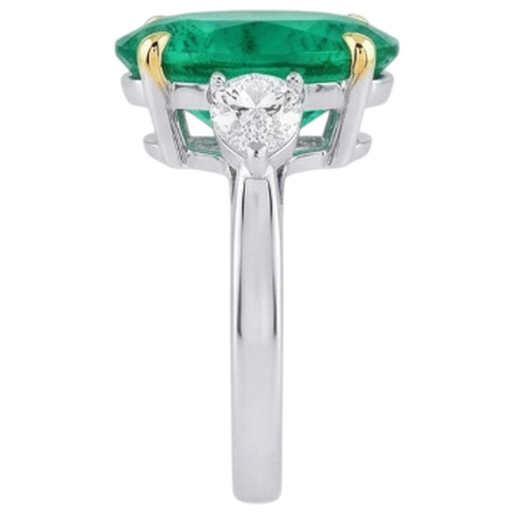 Émeraude Colombienne Ovale Bague avec Gemme en Or 14K Bicolore – vue de profil