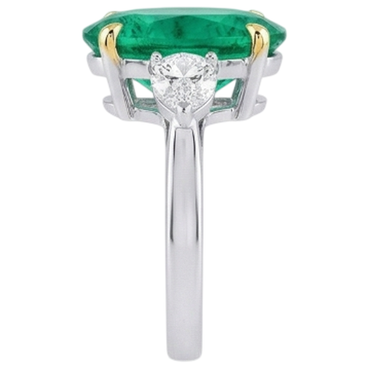 Émeraude Colombienne Ovale Bague avec Gemme en Or 14K Bicolore – vue de profil