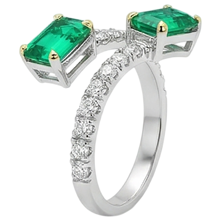 Rayonnant Émeraude Fine Bague Pierre Précieuse 2 carats – vue de profil