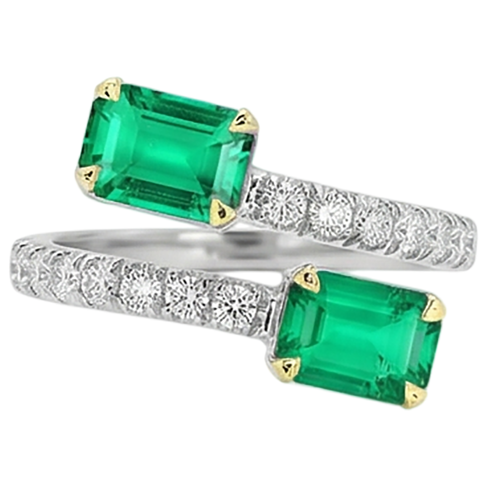 Émeraude Fine Bague Pierre Précieuse – vue de face