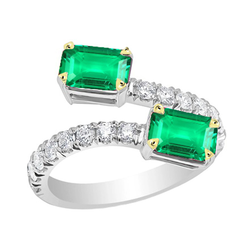 Émeraude Fine Bague Pierre Précieuse – Or Deux Tons 14 Carats 2