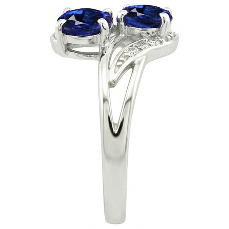 Toi et Moi Bague en diamant ovale de style ancien avec saphir du Sri Lanka 4.50 ct