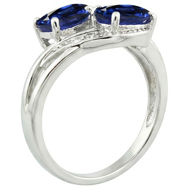 Toi et Moi Bague en diamant ovale de style ancien avec saphir du Sri Lanka 4.50 ct