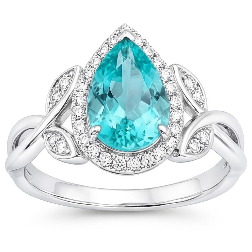 Tourmaline Paraiba VVS Bague de Fiançailles Halo – 3,25 carats