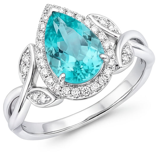 Tourmaline Paraiba VVS Bague de Fiançailles Halo – 3,25 carats