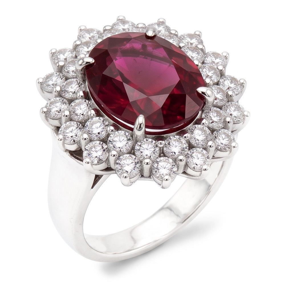 Tourmaline Rouge Et Diamants Naturels Extraits des Mines ( et non cultivés en laboratoire ) 6.5 Ct Bague De Fiançailles Or 14K