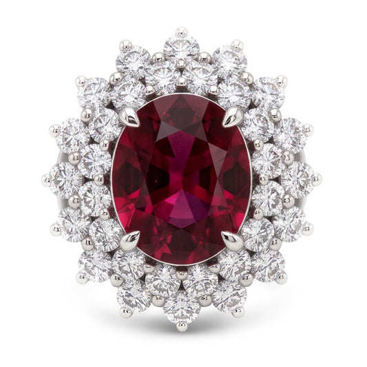 Tourmaline Rouge Et Diamants Naturels Extraits des Mines ( et non cultivés en laboratoire ) 6.5 Ct Bague De Fiançailles Or 14K