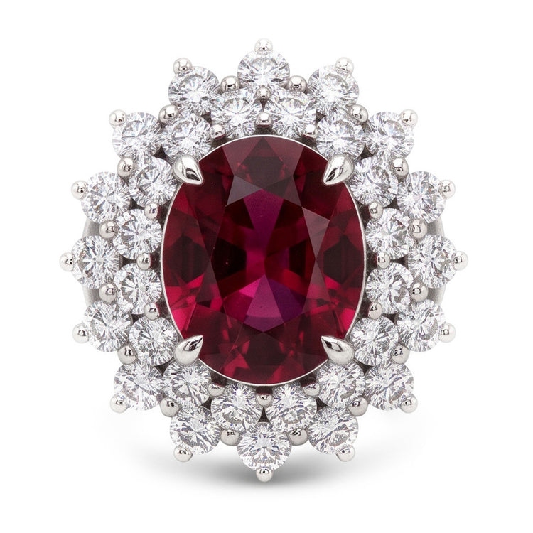 Tourmaline Rouge Et Diamants Naturels Extraits des Mines ( et non cultivés en laboratoire ) 6.5 Ct Bague De Fiançailles Or 14K