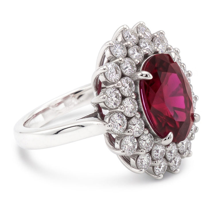 Tourmaline Rouge Et Diamants Naturels Extraits des Mines ( et non cultivés en laboratoire ) 6.5 Ct Bague De Fiançailles Or 14K