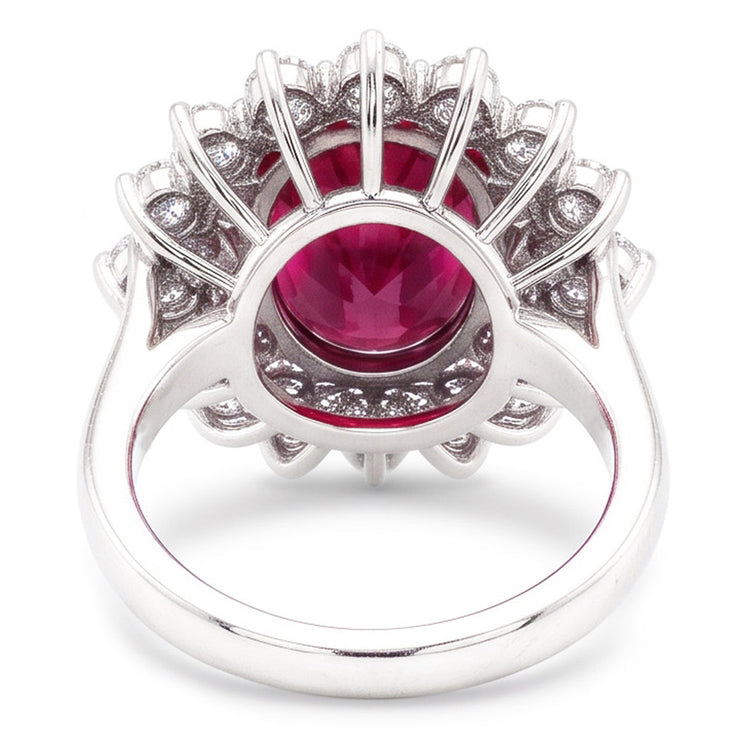 Tourmaline Rouge Et Diamants Naturels Extraits des Mines ( et non cultivés en laboratoire ) 6.5 Ct Bague De Fiançailles Or 14K