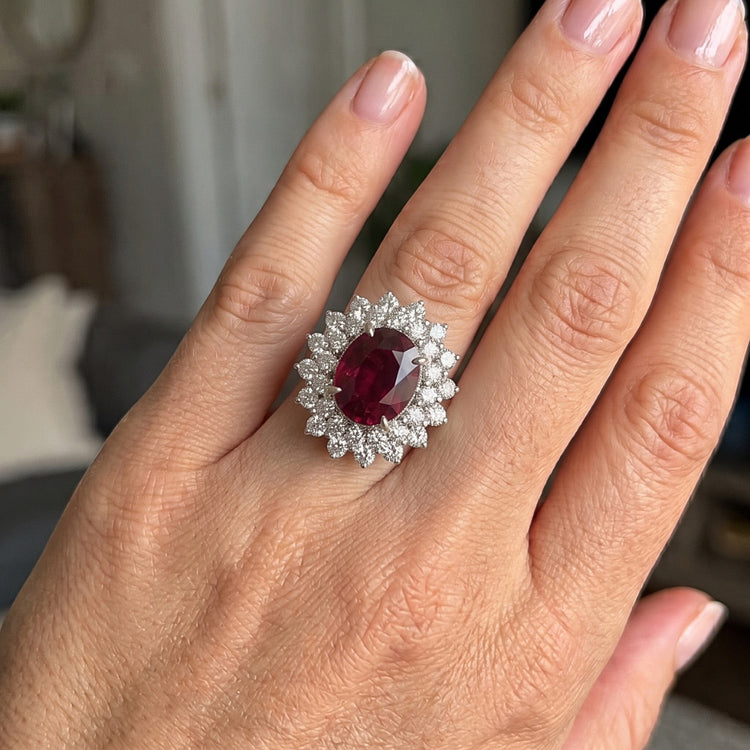 Tourmaline Rouge Et Diamants Naturels Extraits des Mines ( et non cultivés en laboratoire ) 6.5 Ct Bague De Fiançailles Or 14K