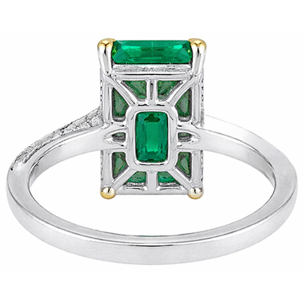 Bague avec Gemme Or Bicolore 14 Carats avec Émeraude – vue de profil