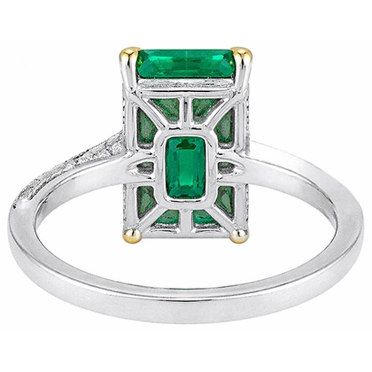 Bague avec Gemme Or Bicolore 14 Carats avec Émeraude – vue de profil