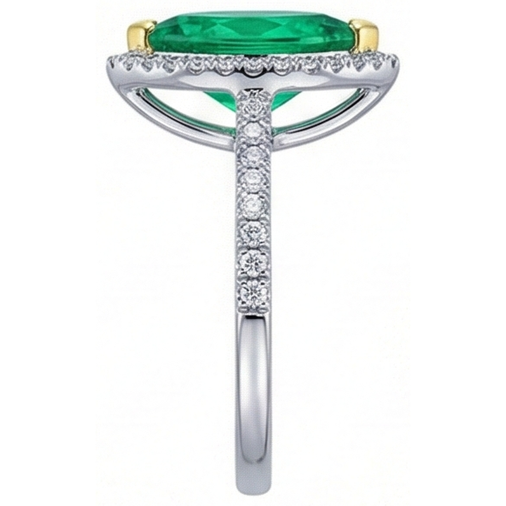 Émeraude Colombienne Bague Pierre Précieuse 2,50 carats Or Bicolore 14 Carats – vue de profil