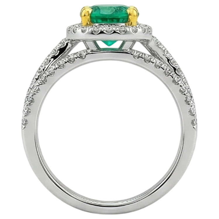 Émeraude Bague avec Gemme 2,50 carats Or 14K Bicolore – vue de dessus