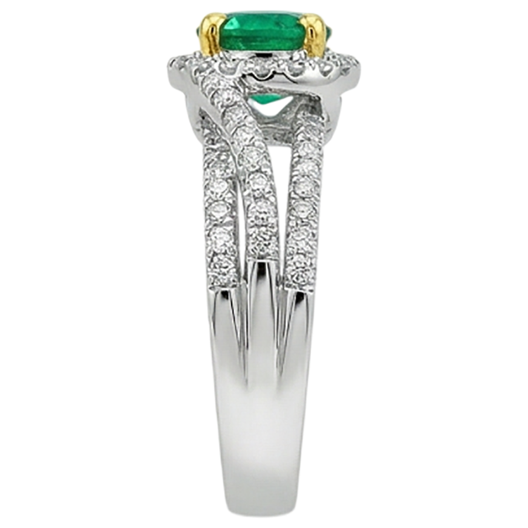 Bague avec Gemme Or 14K Bicolore avec Émeraude – vue arrière