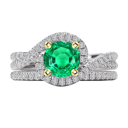 Émeraude Bague avec Gemme 2,50 carats – Or 14K Bicolore