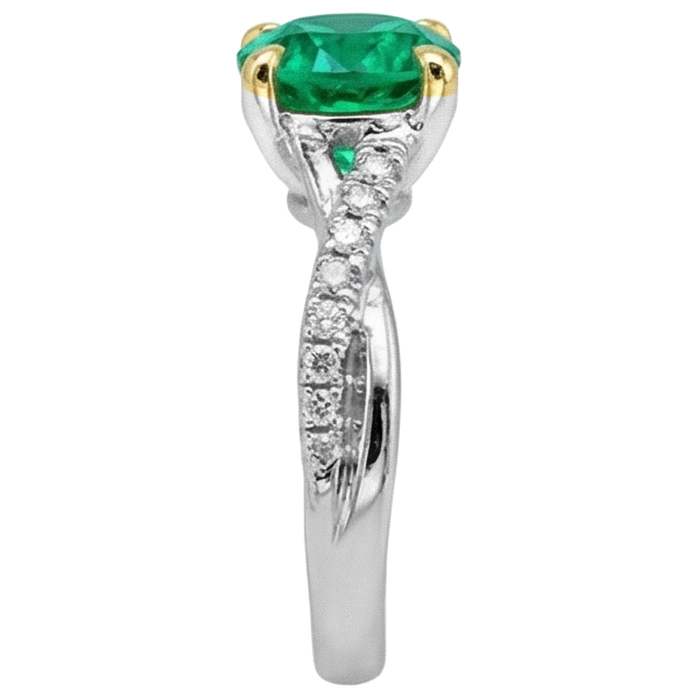 Élégant Émeraude Colombienne Bague Pierre de Couleur 2 carats – vue de profil