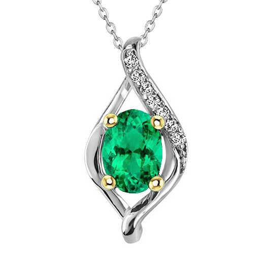 Émeraude Colombienne Pendentif Gemme 1,50-carats Or Bicolore 14 Carats – vue principale