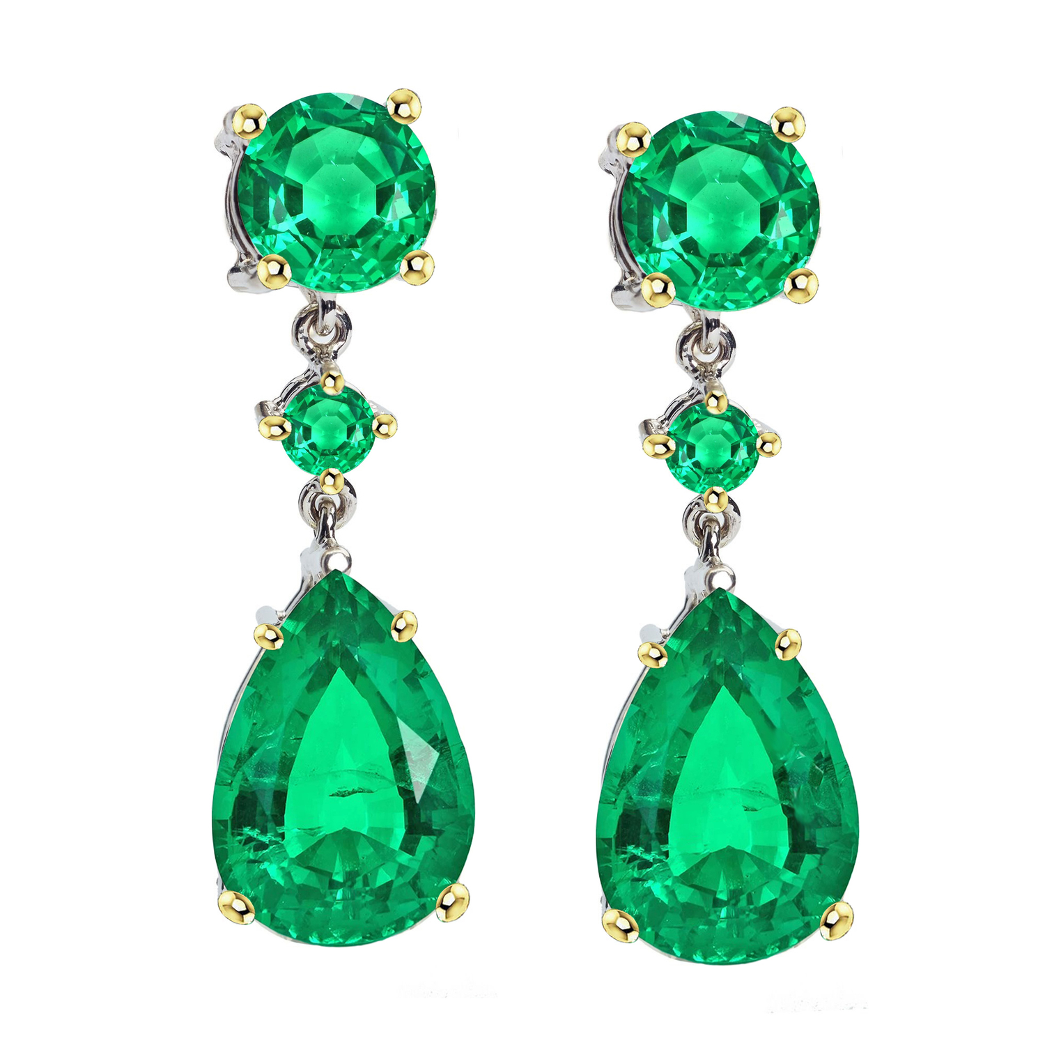 Émeraude Fine Gemstone Earring 2 carats Or Deux Tons 14 Carats – vue principale