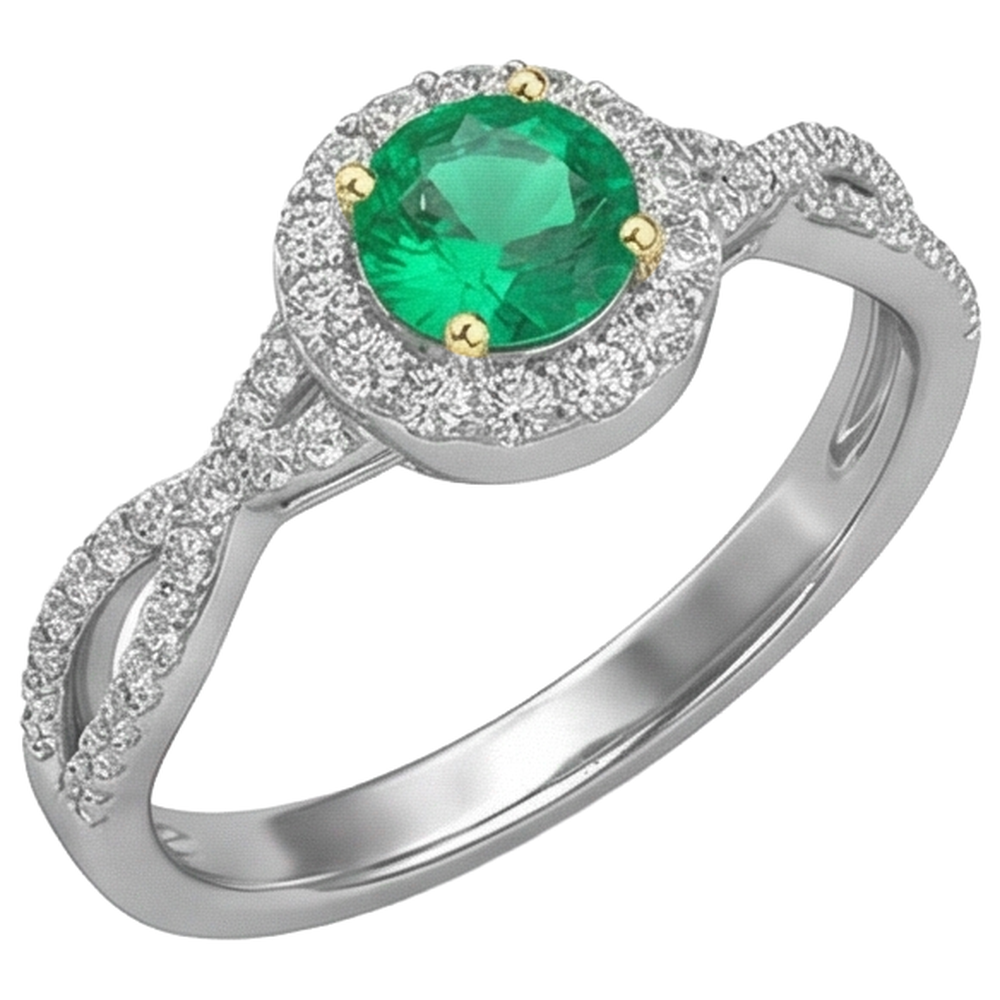Premium Émeraude Colombienne Bague avec Gemme 1 carats – vue de face