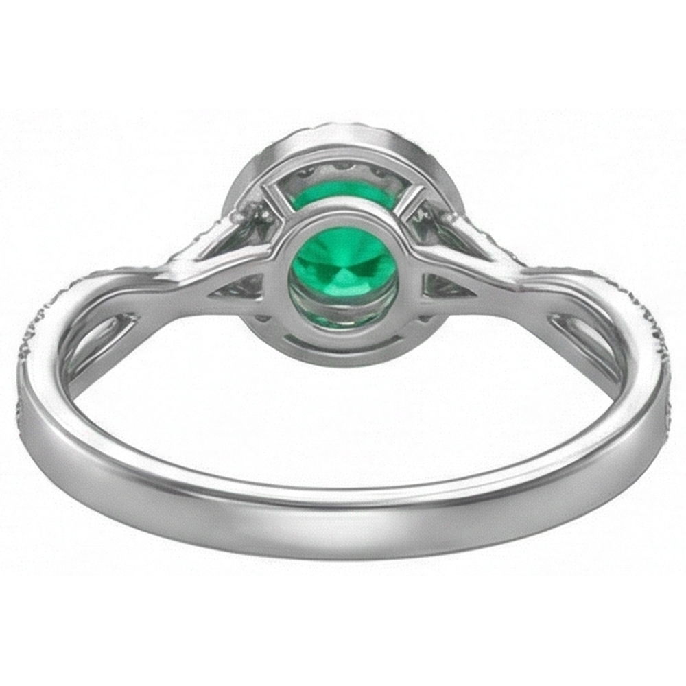 Émeraude Colombienne Bague avec Gemme 1-carats Or Deux Tons 14 Carats – vue arrière