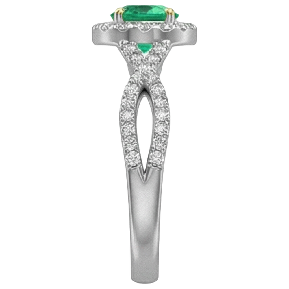 Émeraude Colombienne Bague avec Gemme 1 carats Or Deux Tons 14 Carats – vue de dessus