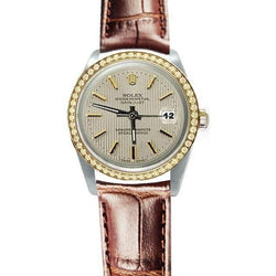 Très Beaux Hommes Datejust Rolex Montre Lunette Bracelet En Cuir acier inoxydable & Or réglage rapide