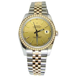 Très belle montre Rolex Datejust pour hommes, cadran bâton, jubilé, deux tons, réglage rapide