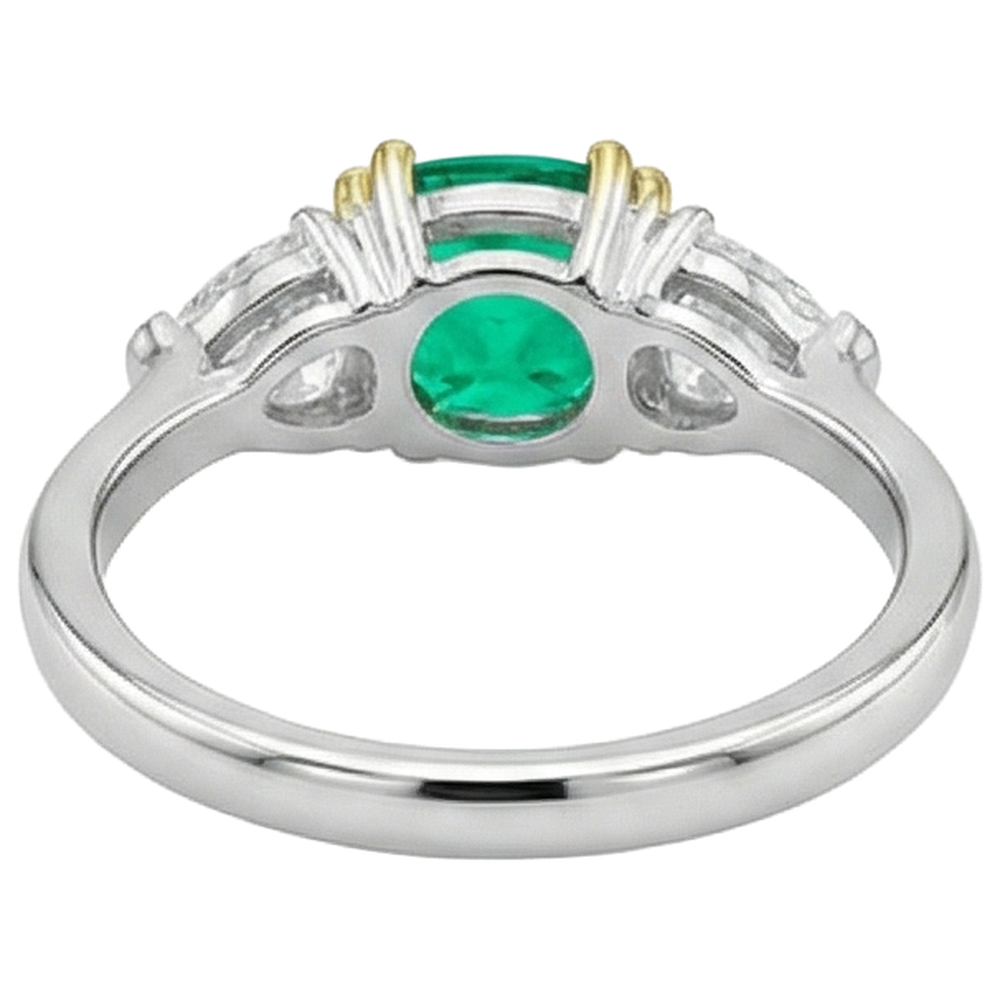 Émeraude Taille Coussin Bague avec Gemme en Or 14K Bicolore – vue détaillée