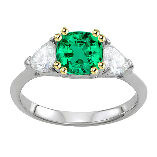 Bague avec Gemme Or 14K Bicolore avec Émeraude – vue principale