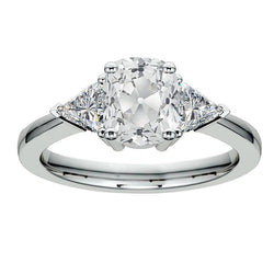Trillion & Cushion Bague Trois Pierres Naturel Diamants Taille Vieille Mine 5.75 Carats