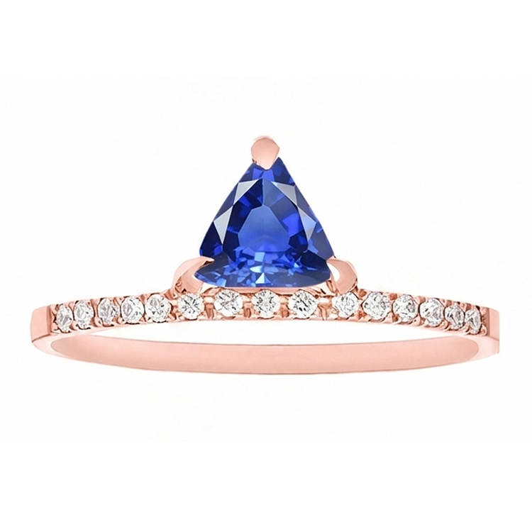 Trillion de pierres précieuses bague sertie de griffes saphir bleu 1.50 carats de diamants