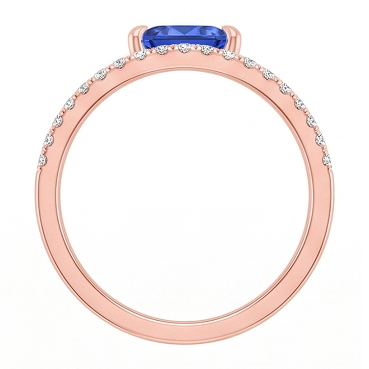 Trillion de pierres précieuses bague sertie de griffes saphir bleu 1.50 carats de diamants
