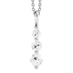 Trois Pierres Pendentif Réel Diamant Sertie Ronde Vieux mineur 2.50 Carats