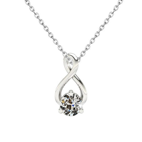 Diamant Collier Pendentif 1-carats Or 14K Blanc – vue principale