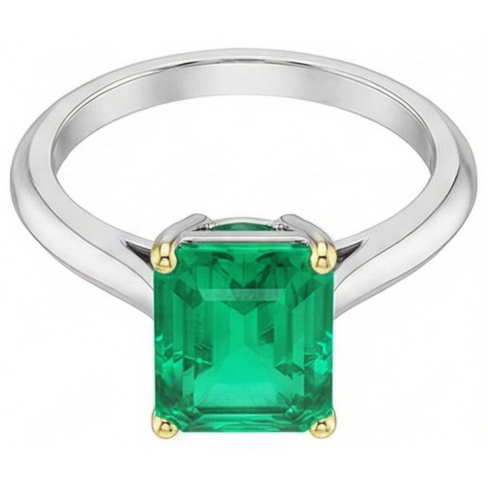 Bague avec Gemme Or Bicolore 14 Carats avec Émeraude – vue de face