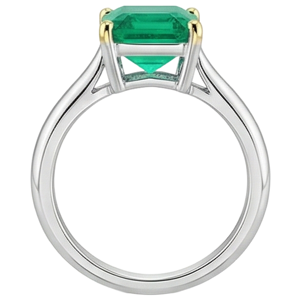 Émeraude Bague avec Gemme 4-carats Or Bicolore 14 Carats – vue de dessus