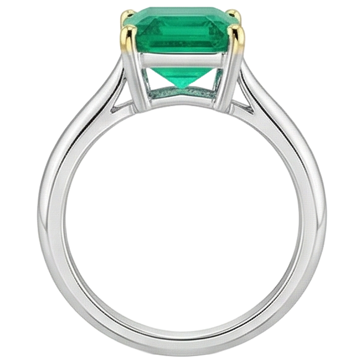 Émeraude Bague avec Gemme 4-carats Or Bicolore 14 Carats – vue de dessus