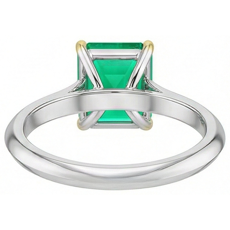 Étincelant Émeraude Bague avec Gemme 4 carats – vue arrière