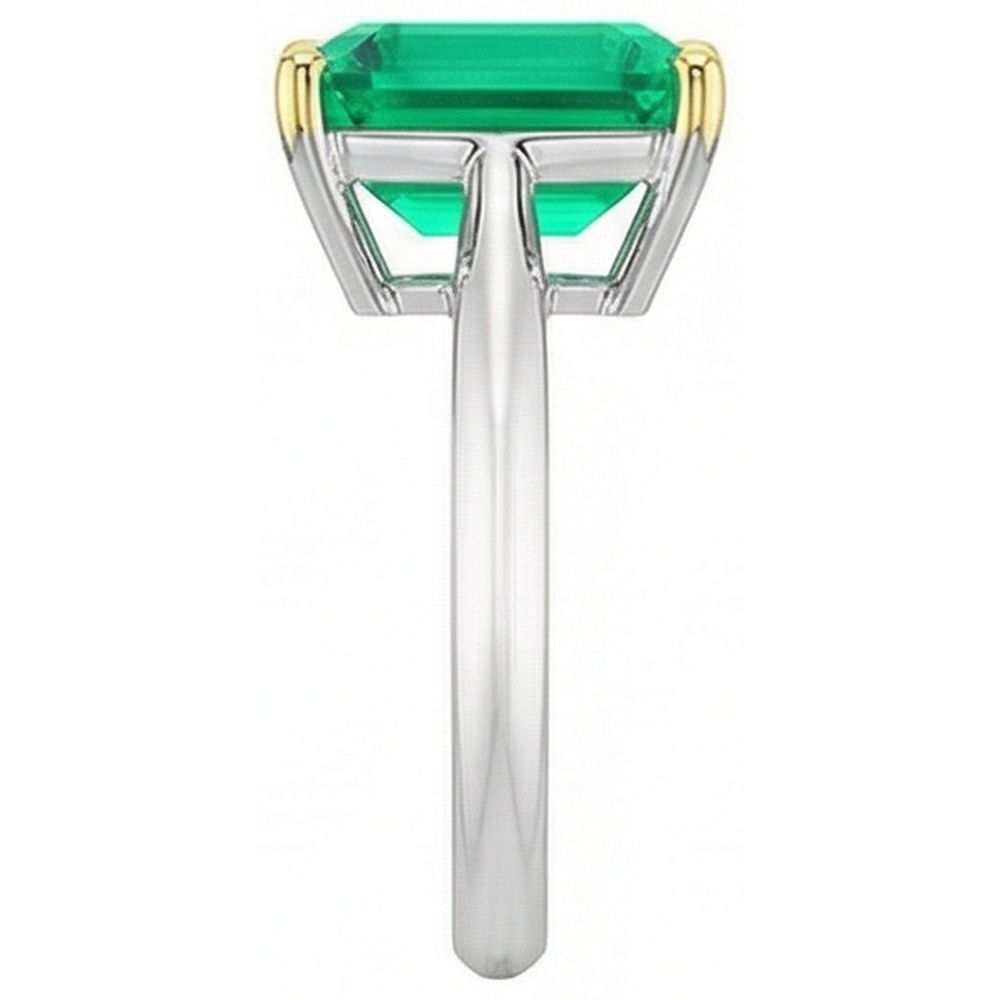 Émeraude Bague avec Gemme 4 carats Or Bicolore 14 Carats – vue de profil