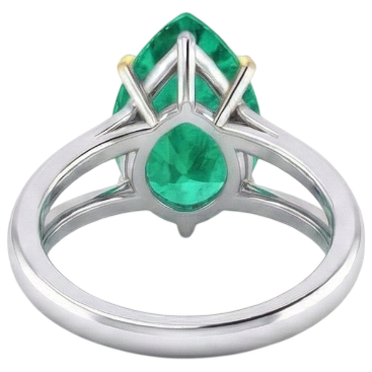 Bague avec Gemme Or Bicolore 14 Carats avec Émeraude Fine – vue de dessus