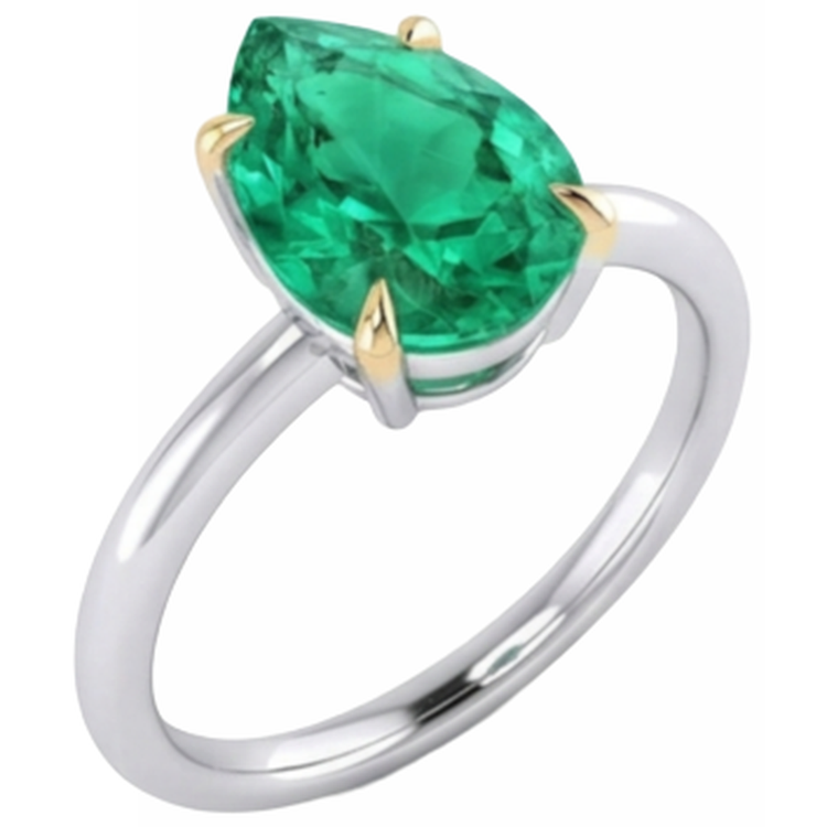 Exquis Émeraude Fine Bague avec Gemme 2 carats – vue de côté