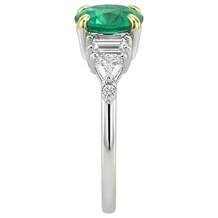 Émeraude Fine Taille Brillant Bague Pierre Précieuse en Or 14K Bicolore – vue de profil