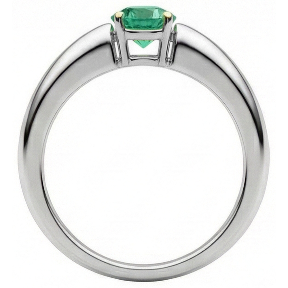 Bague avec Gemme Or Bicolore 14 Carats avec Émeraude Fine – vue de dessus
