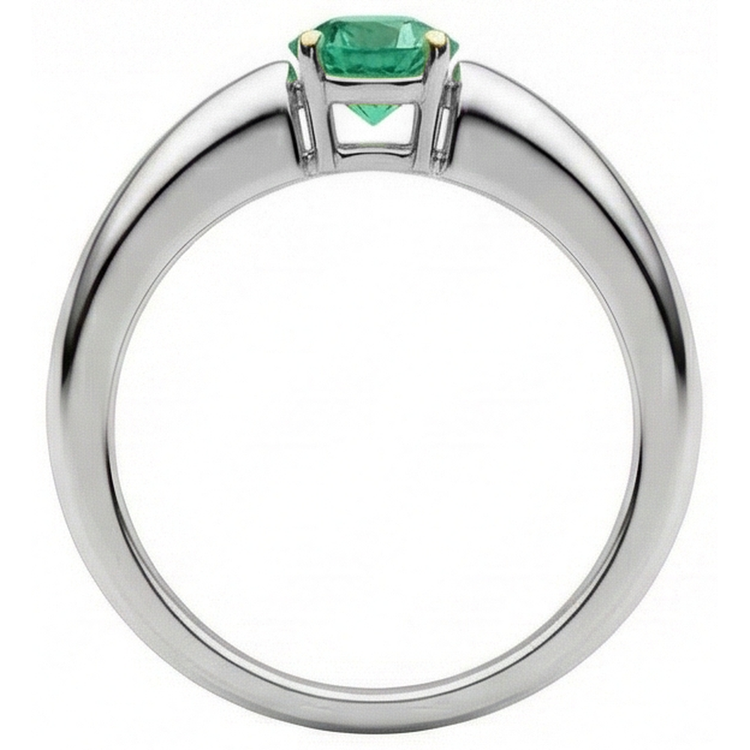 Bague avec Gemme Or Bicolore 14 Carats avec Émeraude Fine – vue de dessus